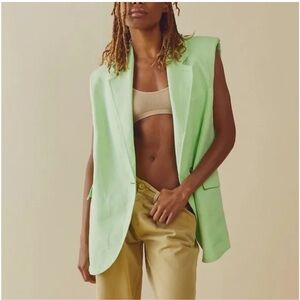 Free people 🍏 Green Sleeveless Linen Blazer